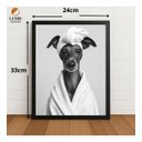 Ver imagem 2 de Quadro Decorativo Galgo Italiano Spa Roupão com Vidro Preto