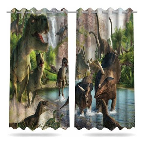 Cortina Infantil Estampada 2,60 X 1,50m Dinossauro Mod 02