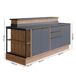 Bancada Ilha 6 Peças 3 Portas Cozinha Viena - 7