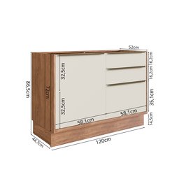 Bancada Ilha 6 Peças 3 Portas Cozinha Viena - 13