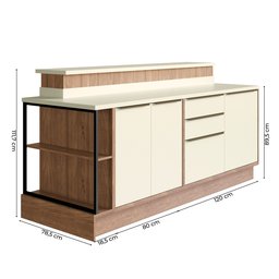 Bancada Ilha 6 Peças 3 Portas Cozinha Viena - 7