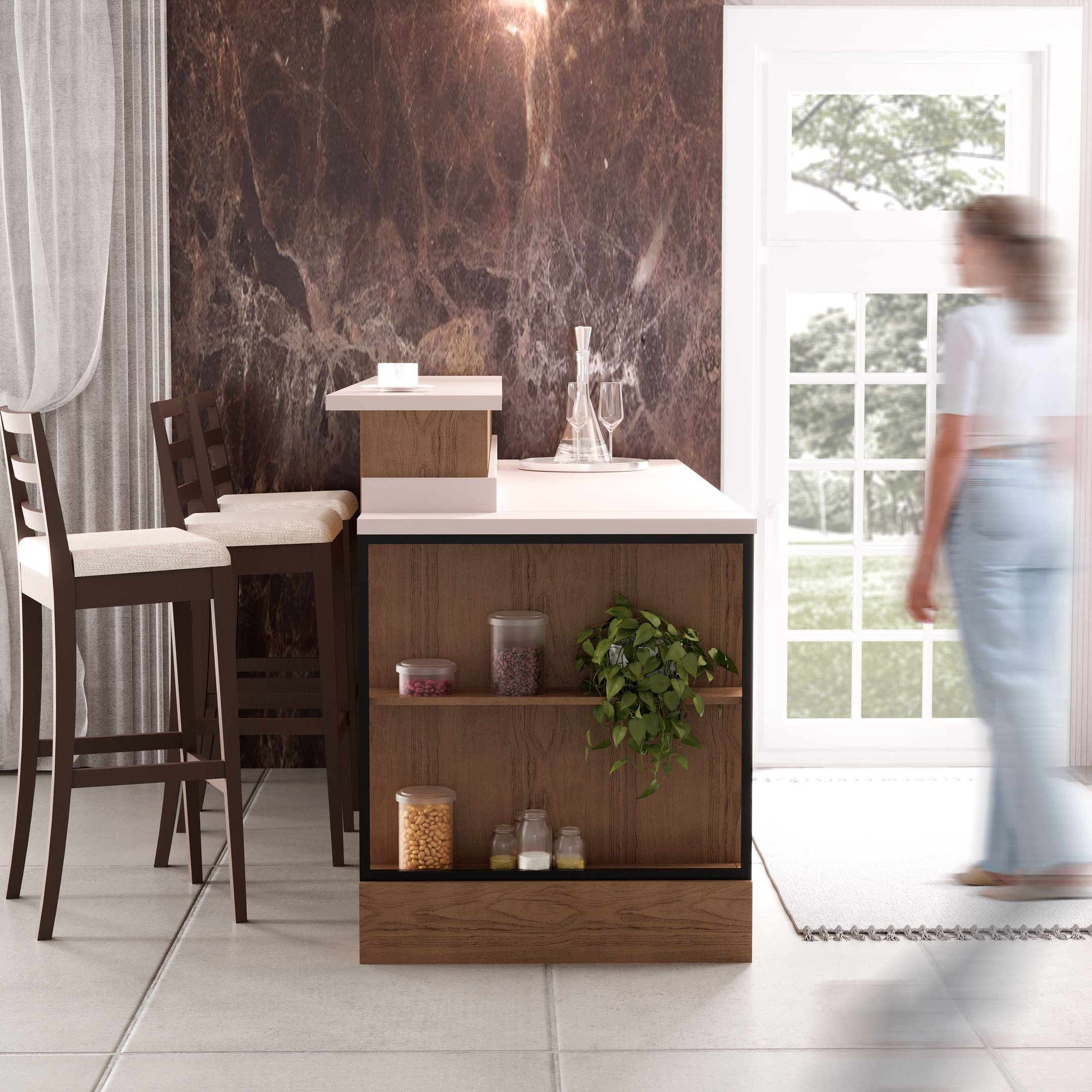 Bancada Ilha 6 Peças 3 Portas Cozinha Viena - 4