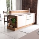 Ver imagem 1 de Bancada Ilha 6 Peças 3 Portas Cozinha Viena Branco/Freijó/Cinza Argila