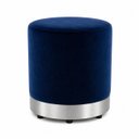 Ver imagem 1 de Puff com Rodapé Prata Azul Veludo - Let Móveis