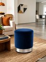 Ver imagem 3 de Puff com Rodapé Prata Azul Veludo - Let Móveis
