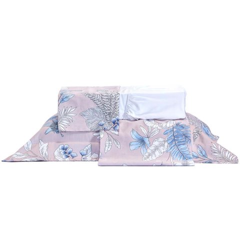 Jogo de Cama King Size Plumasul Urbam Garden Atlantic Cetim 400 fios com 4 Peças