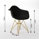 Ver imagem 2 de Mesa Jantar Redonda 110Cm Preta Clips 3 Pés Com 5 Poltronas Pretas Base Dourada - Cor: Preto