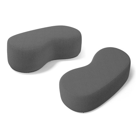 Kit 02 Puffs Decorativos Living Aisha Orgânico 02 Lugares Bouclê Cinza Escuro - Abmaza