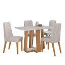 Ver imagem 2 de Conjunto Sala de Jantar Mesa Easy Pop 120x80cm Tampo Vidro/mdf com 4 Cadeiras Seat Linho Mosaico
