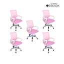 Ver imagem 3 de Kit 5 Cadeiras de Escritório Begonia Mesh Ergonômico Rosa + E-book