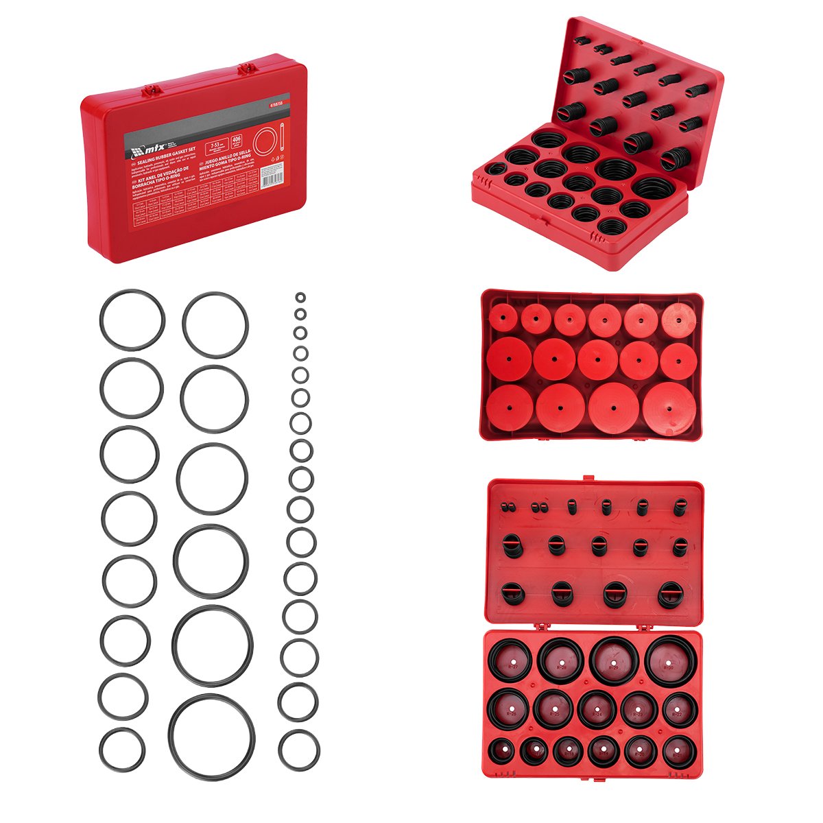 Kit de Anéis de Vedação de Borracha 7 – 53mm 406 Pçs - 3