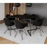 Mesa Jantar Industrial Retangular Preta 137x90cm Base V com 6 Poltronas Eames Eiffel Pretas Ferro Pr - 1