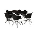 Ver imagem 2 de Mesa Jantar Industrial Retangular Preta 137x90cm Base V com 6 Poltronas Eames Eiffel Pretas Ferro Pr