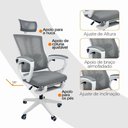 Ver imagem 7 de Kit 6 Cadeiras de Escritório Presidente Paris Tela Mesh Base Giratória com Apoio de Cabeça Ajust