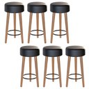 Ver imagem 1 de Kit 06 Banquetas Cozinha Paris Estofada D-33 Pés de Madeira Rosqueáveis Corano Preto - Desk