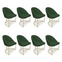Ver imagem 1 de Kit 08 Cadeiras Poltrona de Jantar Bela Suede Verde Base Metálica Industrial Dourado - Pallazio