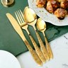 Faqueiro de Luxo Talheres Dourado Cabo Desenhado 24pc Inox - 3
