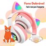 Fone de Ouvido Bluetooth Orelha de Gato com Luz Led Colorido - 5