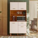 Ver imagem 1 de Armário de Cozinha Compacto Ambiente Pequeno New Izis 4 Portas 1 Gaveta Freijo Off White Poliman