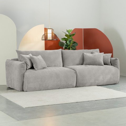 Sofá 2 Lugares 280cm Comfy CabeCasa MadeiraOriginals Cinza Mescla