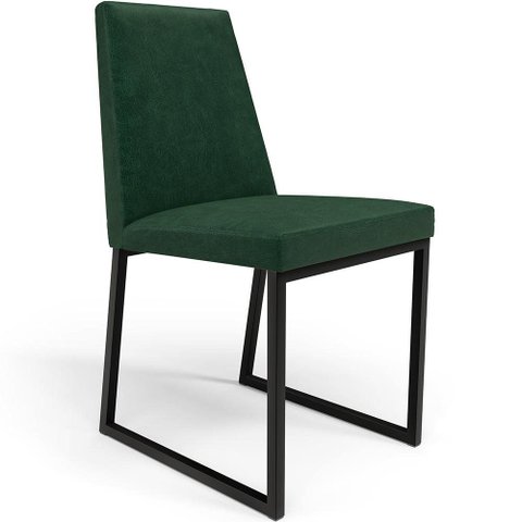 Cadeira para Sala de Jantar Base Aço Industrial Preto Dafne L02 Facto Verde Musgo - Lyam Decor