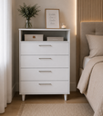 Ver imagem 1 de Cômoda 4 Gavetas com Nicho Superior – MDF Branco | 90 x 60 x 45 cm