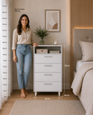 Ver imagem 2 de Cômoda 4 Gavetas com Nicho Superior – MDF Branco | 90 x 60 x 45 cm