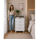 Ver imagem 2 de Cômoda 4 Gavetas com Nicho Superior – MDF Branco | 90 x 60 x 45 cm