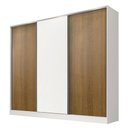 Ver imagem 2 de Guarda-Roupa Casal 100% MDF Madesa Royale 3 Portas de Correr Branco/Rustic/Branco Cor:Branco/Rustic/