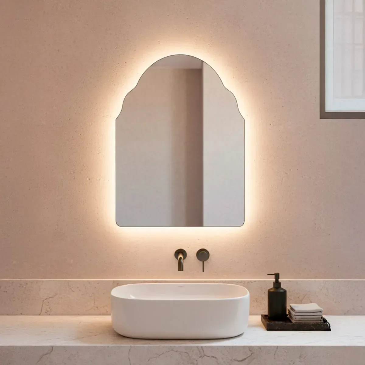 Espelho Orgânico 44x64 de Parede com Led Quente Espelho Marrocos Decorativo Sala Quarto Banheiro