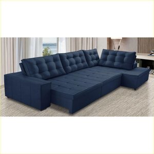 Sofá de Canto Retrátil e Reclinável com Molas 3,40x2,00 Julia Suede Rover & Beato