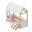 Ver imagem 2 de Bicama Infantil Casinha com LED, Janela, e Escadinha New Garden Casatema MadeiraOriginals Rosa/Marrom