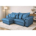 Ver imagem 1 de Sofá com Chaise Magnífico 5 Lugares Retrátil e Reclinável 260cm Azul Linho