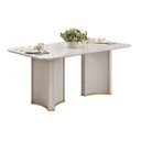 Ver imagem 6 de Mesa P/ Cozinha Liz C/ Tampo Madeirado C/ Vidro Curvo 180x100cm Off White/off White - Dj Móveis
