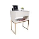 Ver imagem 1 de Mesa de Cabeceira Eco Industrial 40cm Off White Gaveta Superior Pés Ferro Dourado para Quarto Cama