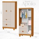 Ver imagem 2 de Cômoda Sapateira e Guarda Roupa 3 Portas Apolo Areia Fosco Savana - Reller