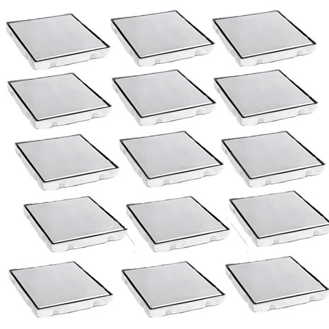 Ralo Oculto Invisivel 15X15 Anti Odor Kit 15 Uni Lavanderia Cozinha Banheiro Lavabo Limpeza Higiene 