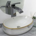 Ver imagem 2 de Kit Cuba Pia Louça Cerâmica Banheiro C/torn e Vál Cromada 50