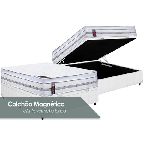 Cama Box Baú Casal: Colchão Molas Ensacadas Castor Pocket Gold Star Magnético + Base CRC Courano