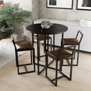 Ver imagem 1 de Conjunto Mesa Redonda Preta 4 Cadeiras Pequena Estofado Industrial Black