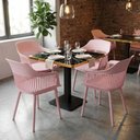 Ver imagem 2 de Conjunto Mesa de Jantar Quadrada Venezia 70x70cm Preta com 4 Cadeiras Estofadas Marcela - Rosa