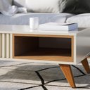 Ver imagem 3 de Mesa de Centro Retrô Boston 90cm Pés Madeira Maciça Nichos Off White Freijó