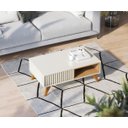 Ver imagem 6 de Mesa de Centro Retrô Boston 90cm Pés Madeira Maciça Nichos Off White Freijó