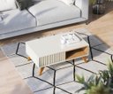 Ver imagem 6 de Mesa de Centro Retrô Boston 90cm Pés Madeira Maciça Nichos Off White Freijó