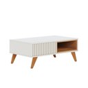 Ver imagem 5 de Mesa de Centro Retrô Boston 90cm Pés Madeira Maciça Nichos Off White Freijó