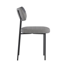 Cadeira Estofada Mona para Sala Jantar Gourmet em Aço-curíssimo Whisky-linho Cinza-edecasamoveis - 5