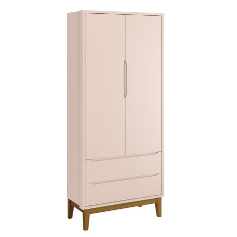 Guarda-Roupa Retrô 2 Portas Classic New Rosa Fosco com Madeira - MoveisAqui
