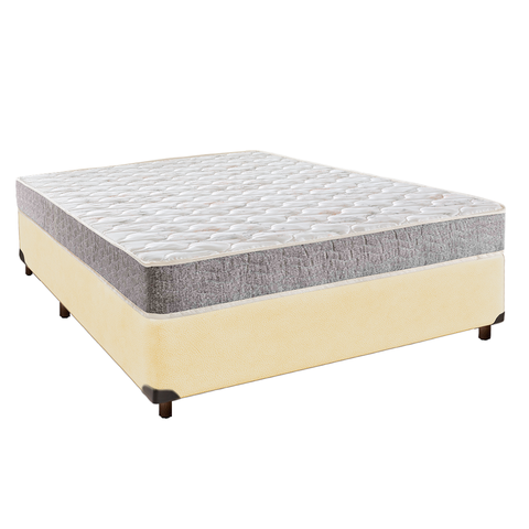 Conjunto Cama Box Bege Casal + Colchão D33 D33 Inducol