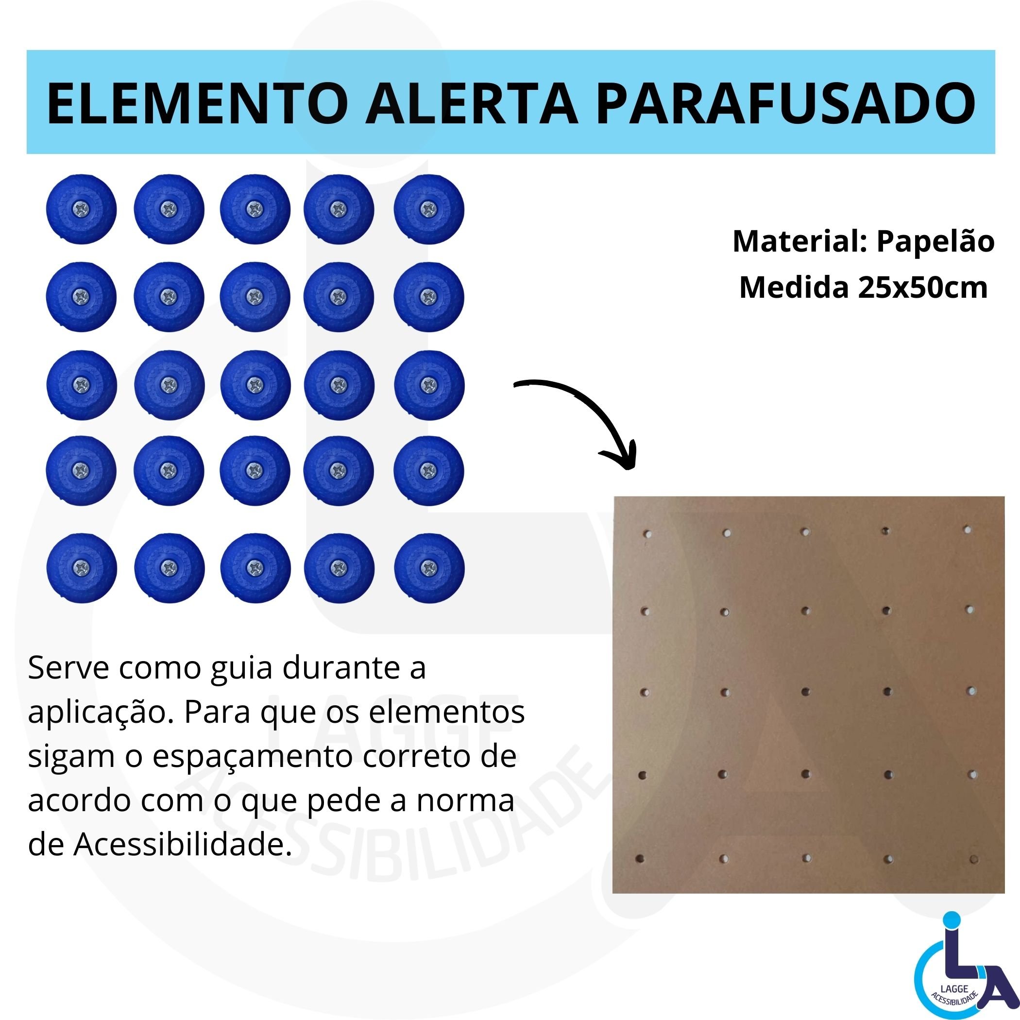 Elemento Tátil Alerta Pvc Parafusado Azul - 5