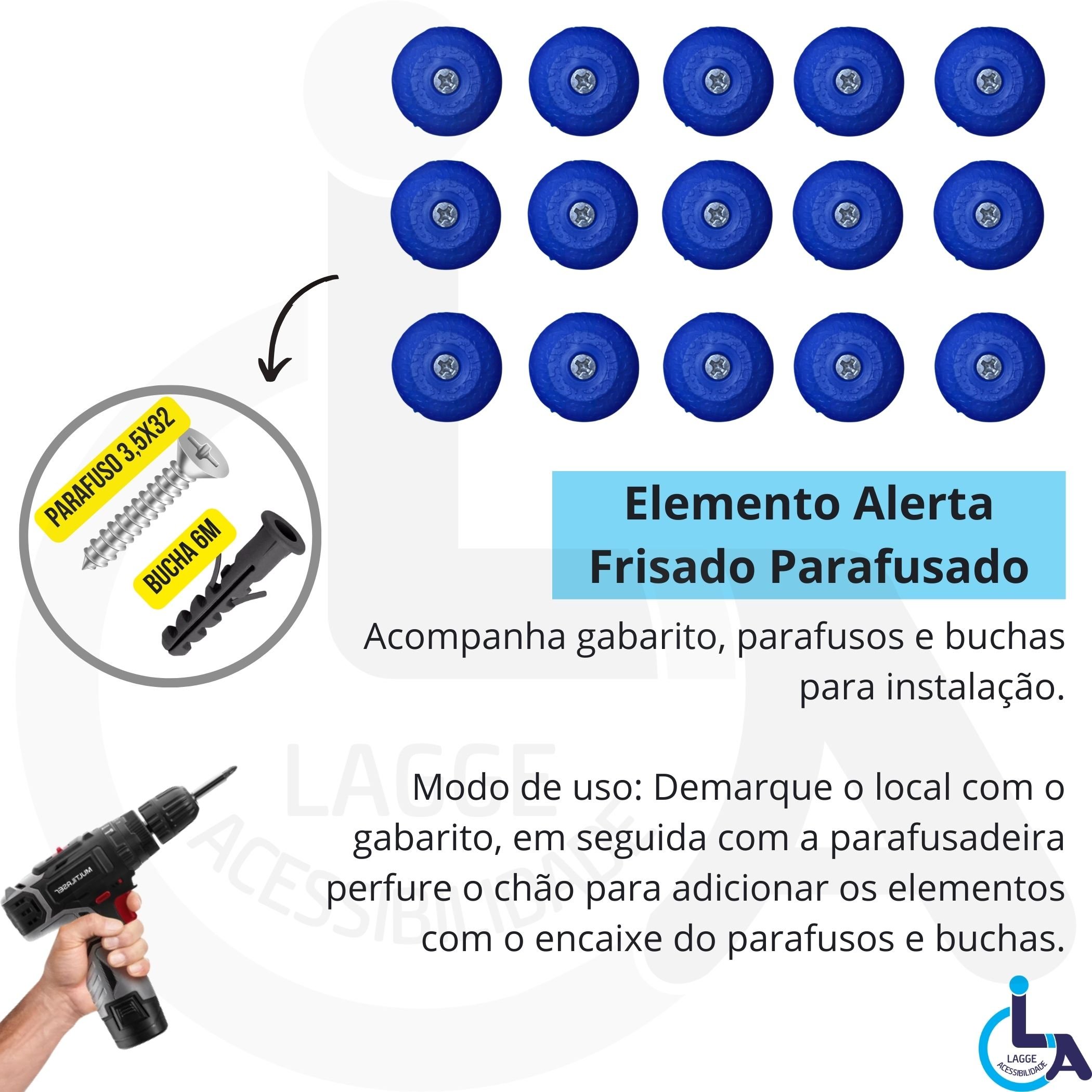 Elemento Tátil Alerta Pvc Parafusado Azul - 4